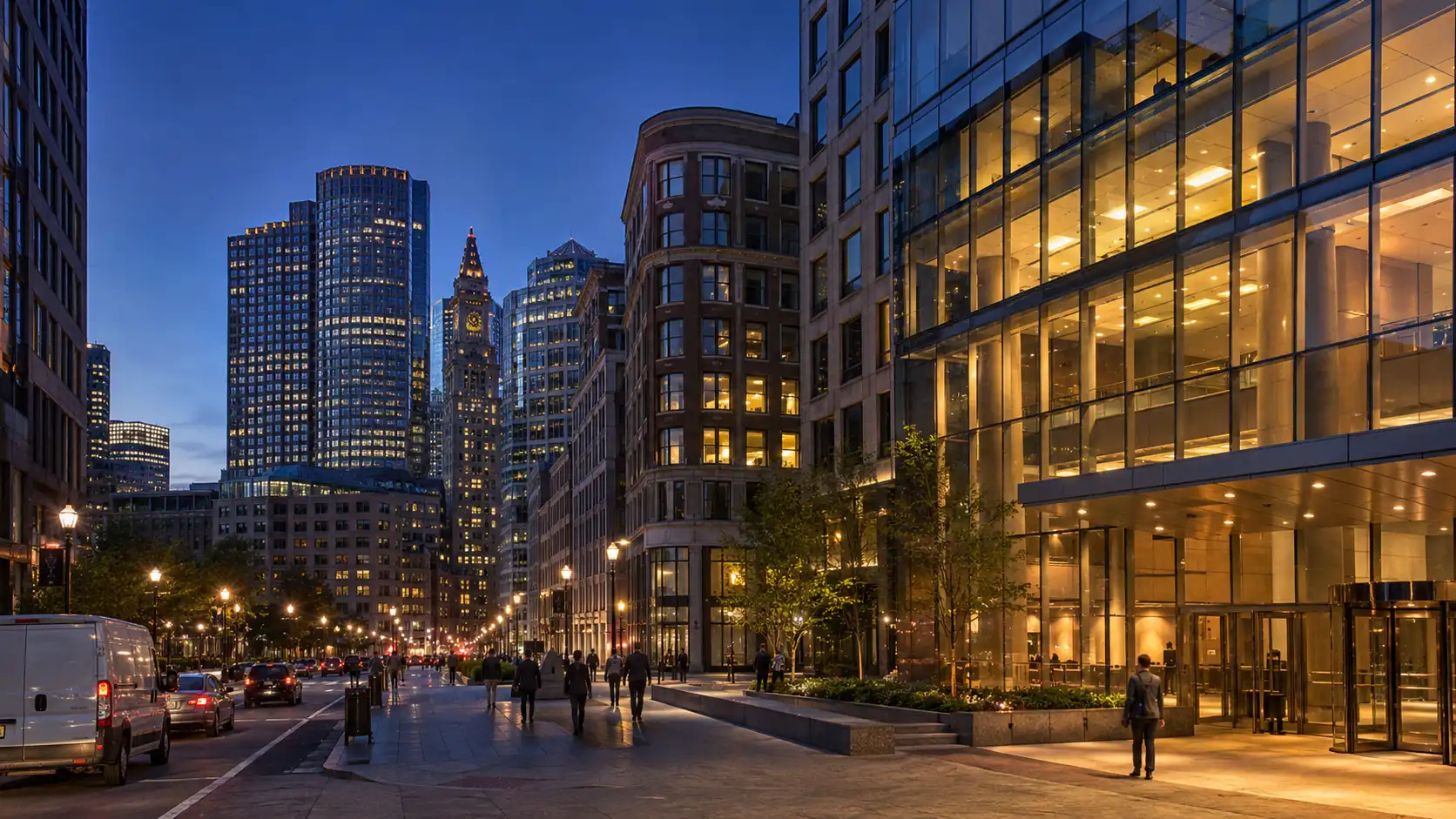 Boston Financial District commercial office buildings where cleaning costs reflect higher Massachusetts labor and access expenses