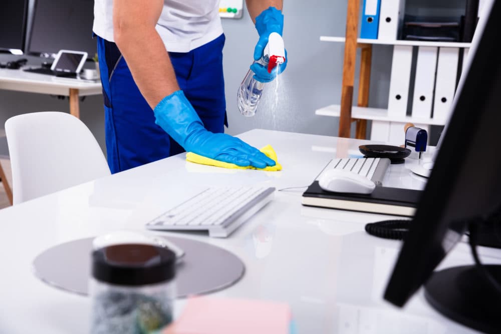Professional office cleaning checklist with eco-friendly products and systematic cleaning protocols