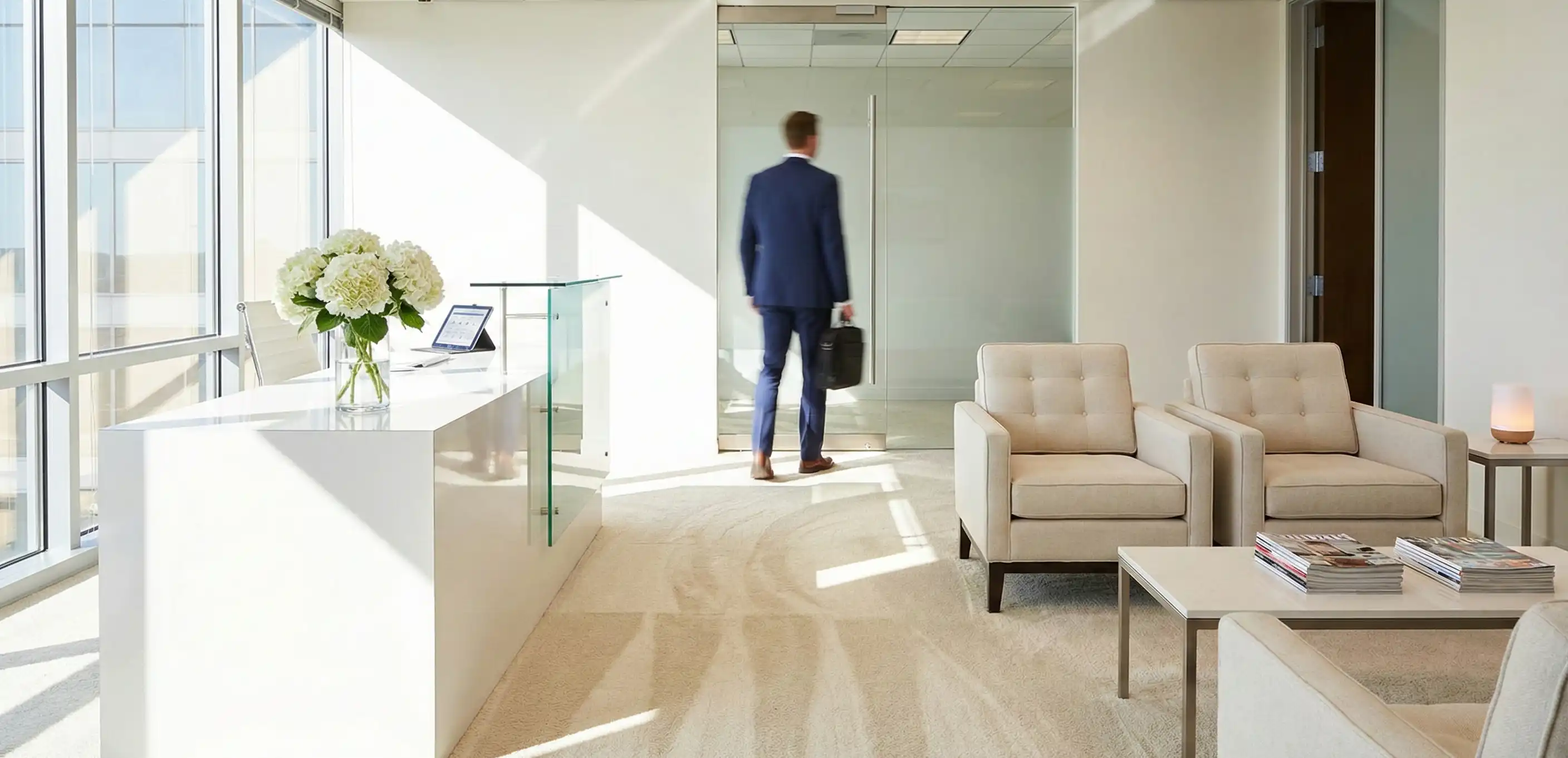 Professionally cleaned office ready for visitors and clients