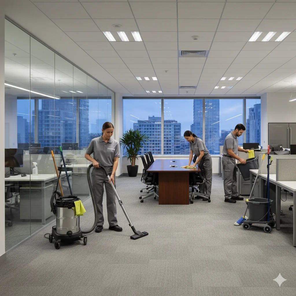 Professional commercial cleaning team providing office janitorial services in Greater Boston MA